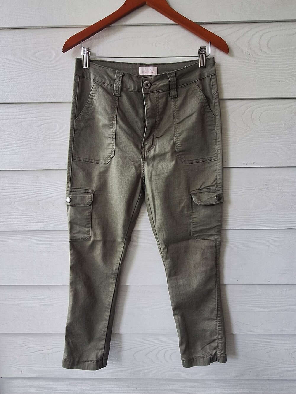 Women's Olive Cargo Skinny Jeans - Picture 3 of 6